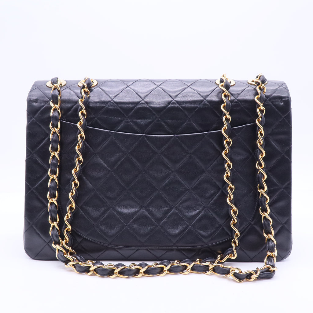 Lambskin Quilted XL Jumbo Single Flap Black B12233