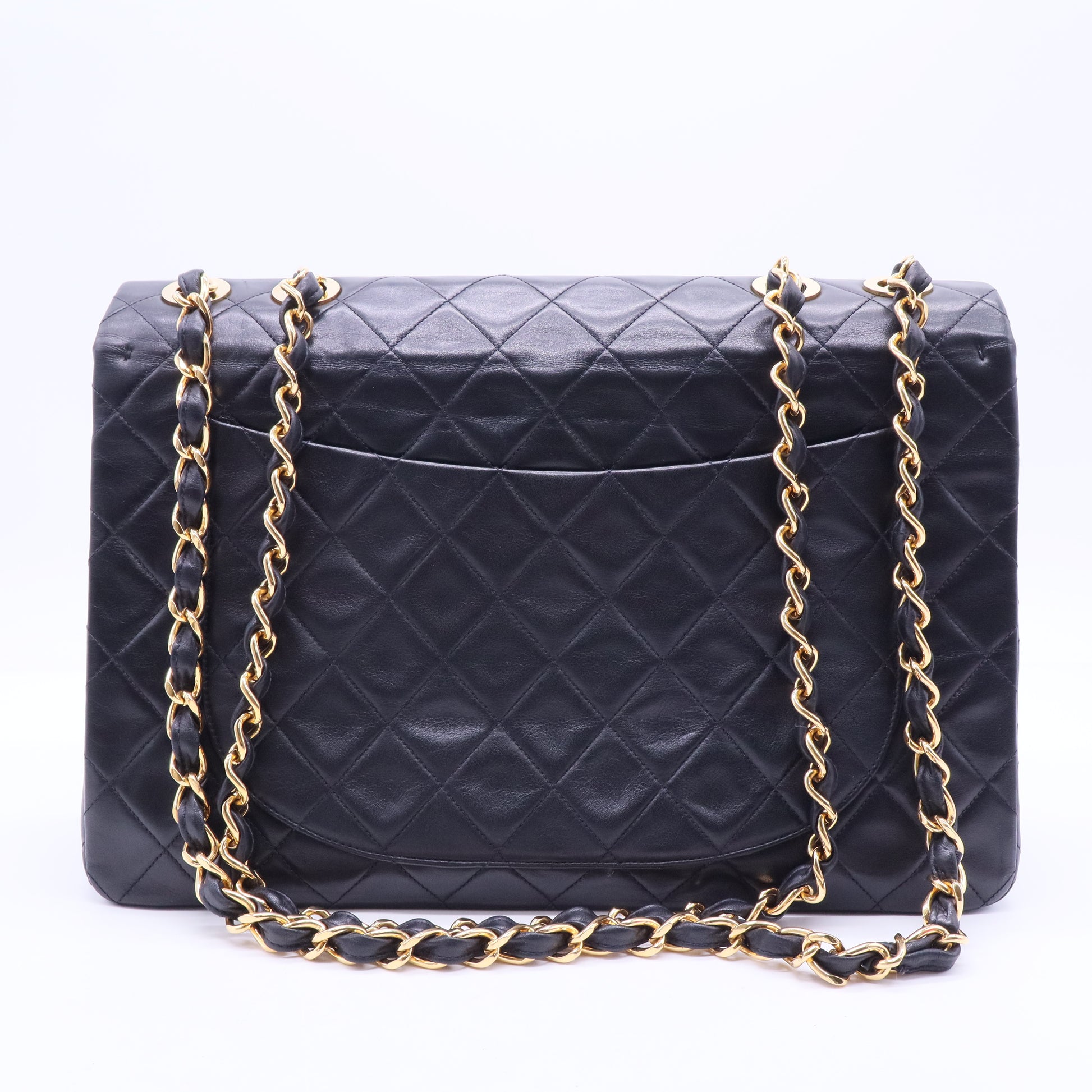 Lambskin Quilted XL Jumbo Single Flap Black B12233