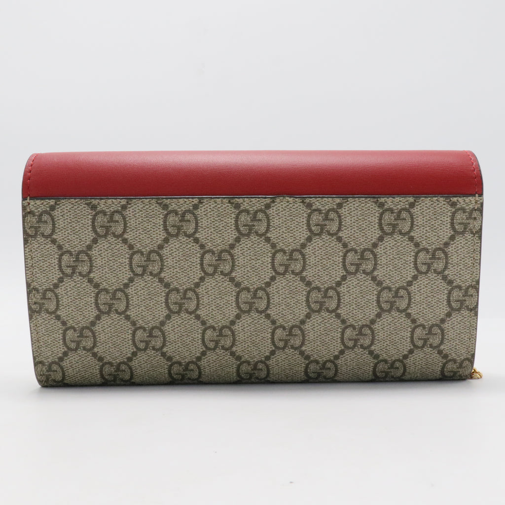 Padlock Continental Chain Wallet GG Coated Canvas and Leather Long