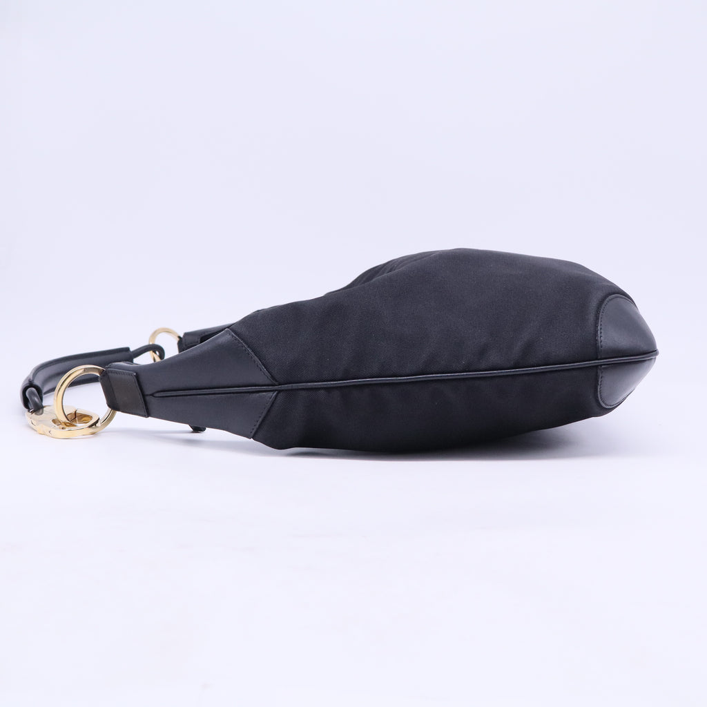Leather-Trimmed Nylon Hobo B20436