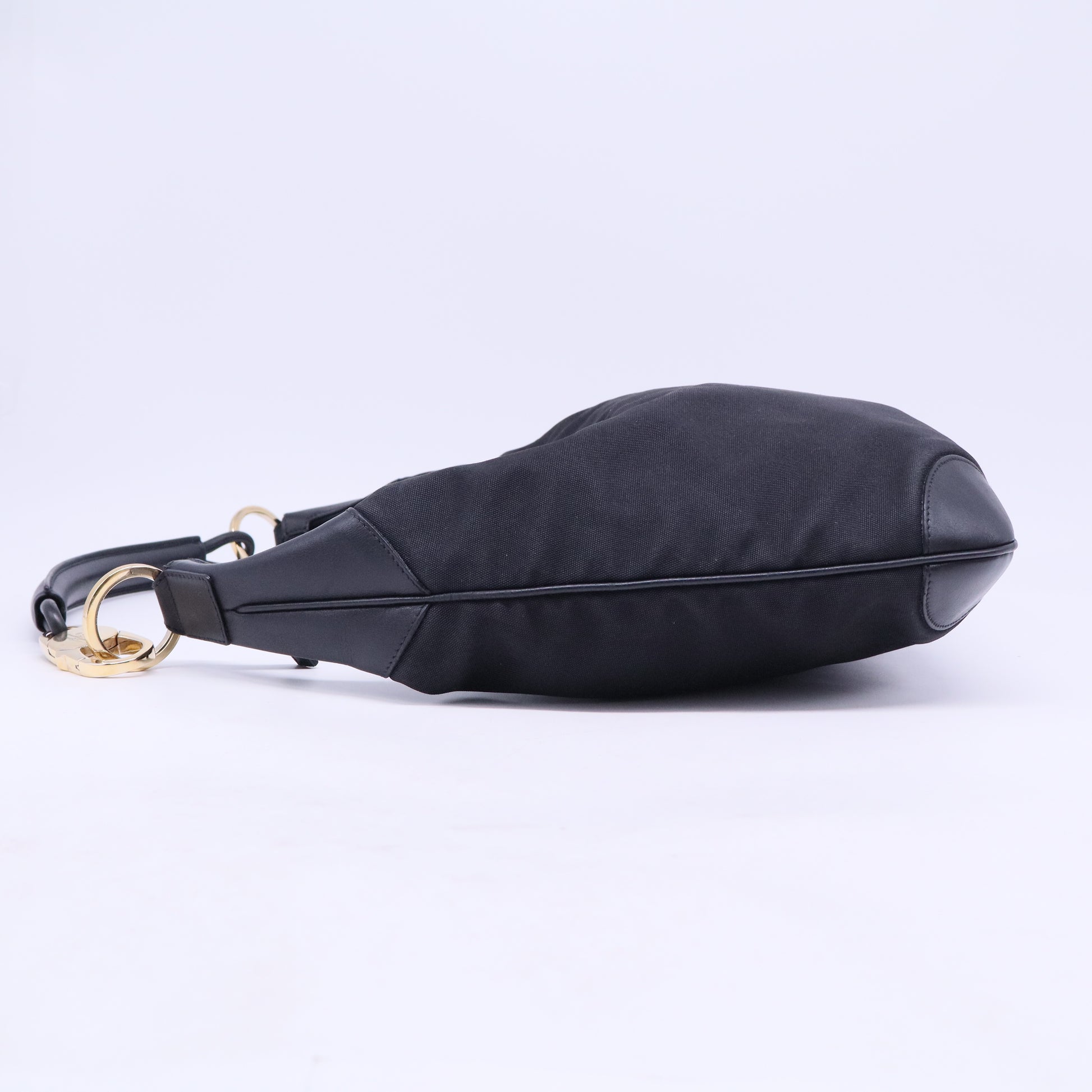 Leather-Trimmed Nylon Hobo B20436