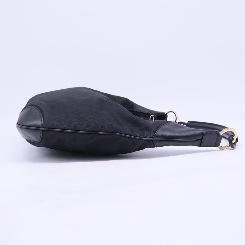 Leather-Trimmed Nylon Hobo B20436