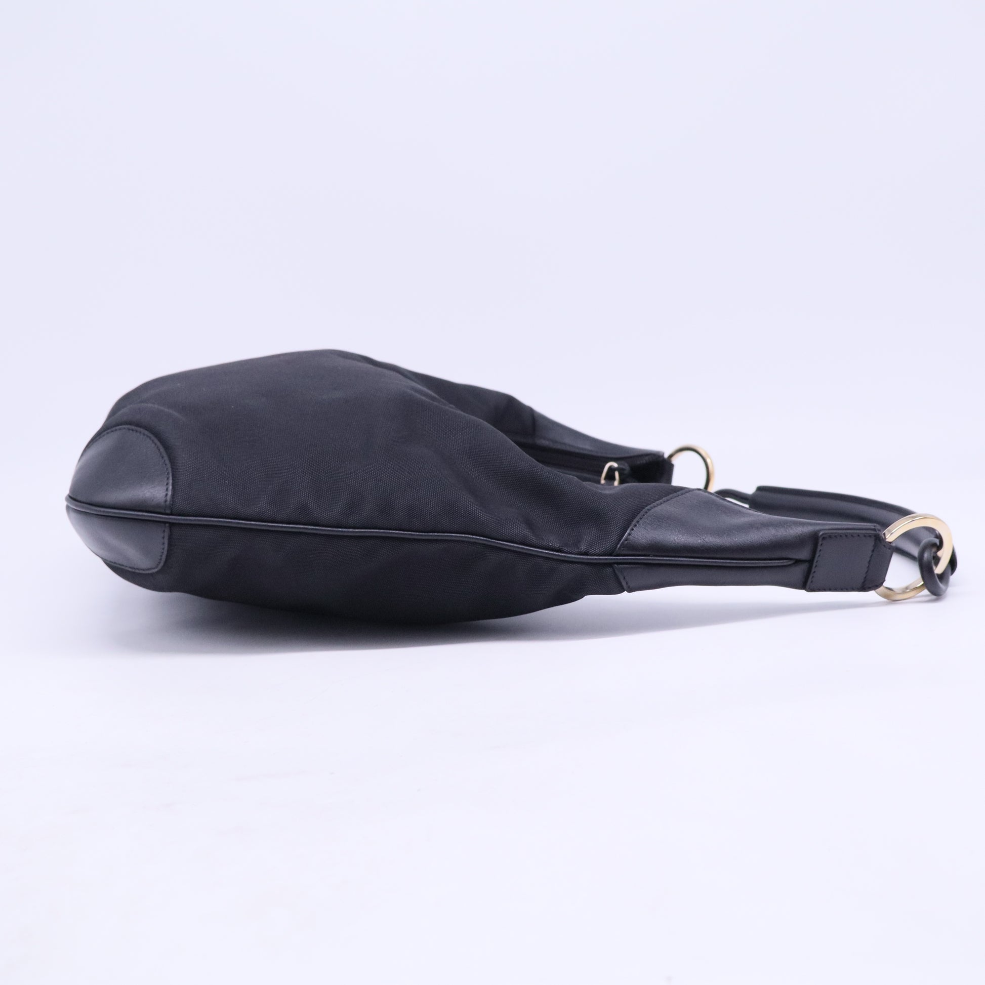 Leather-Trimmed Nylon Hobo B20436