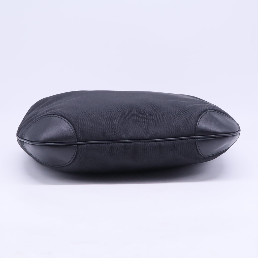 Leather-Trimmed Nylon Hobo B20436
