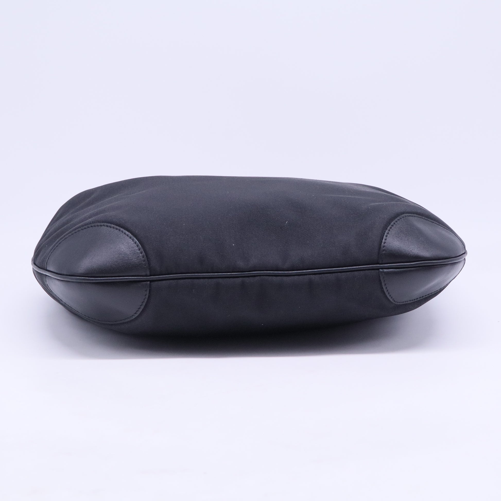 Leather-Trimmed Nylon Hobo B20436