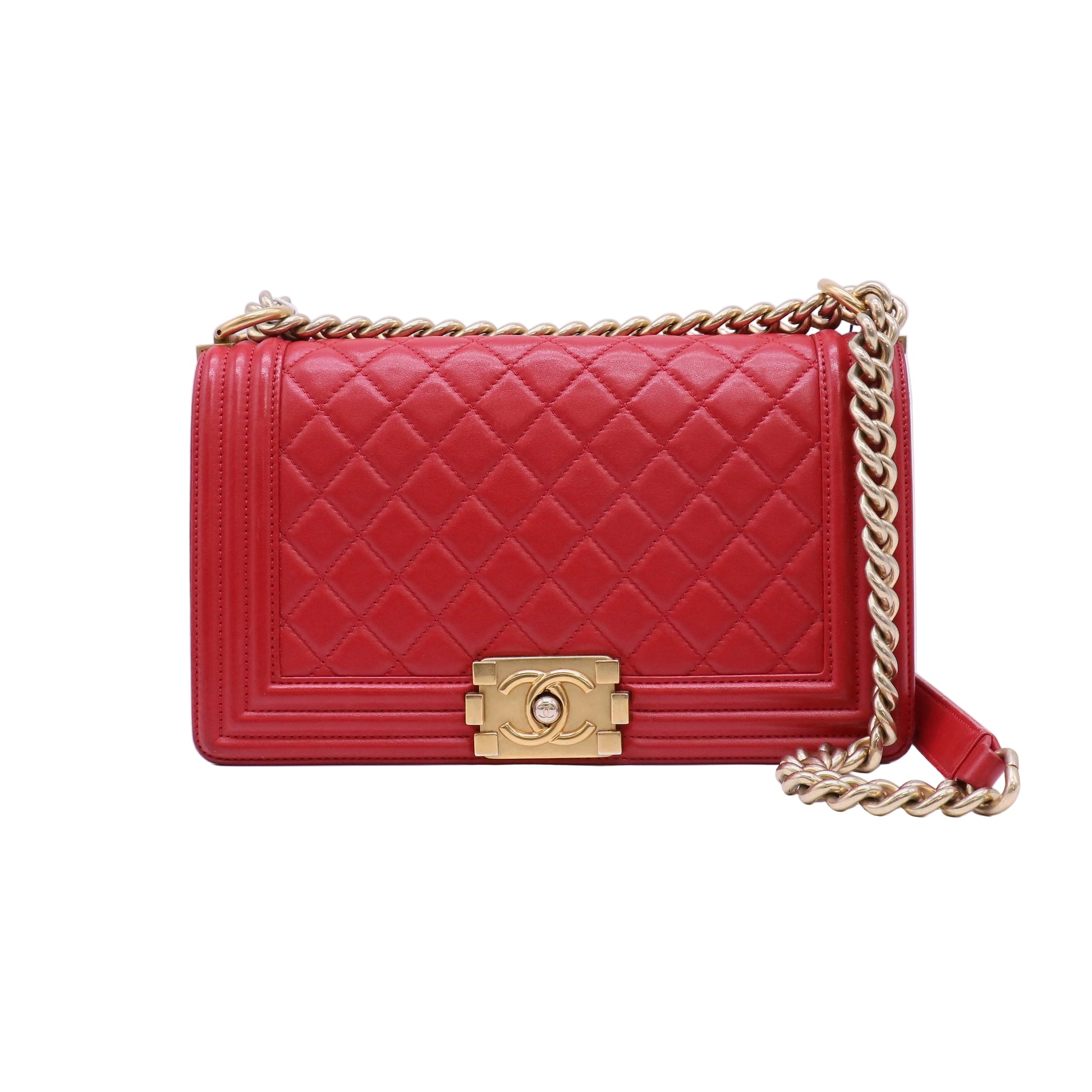 Chanel Lambskin Quilted Medium Boy Flap Red LDJ4667