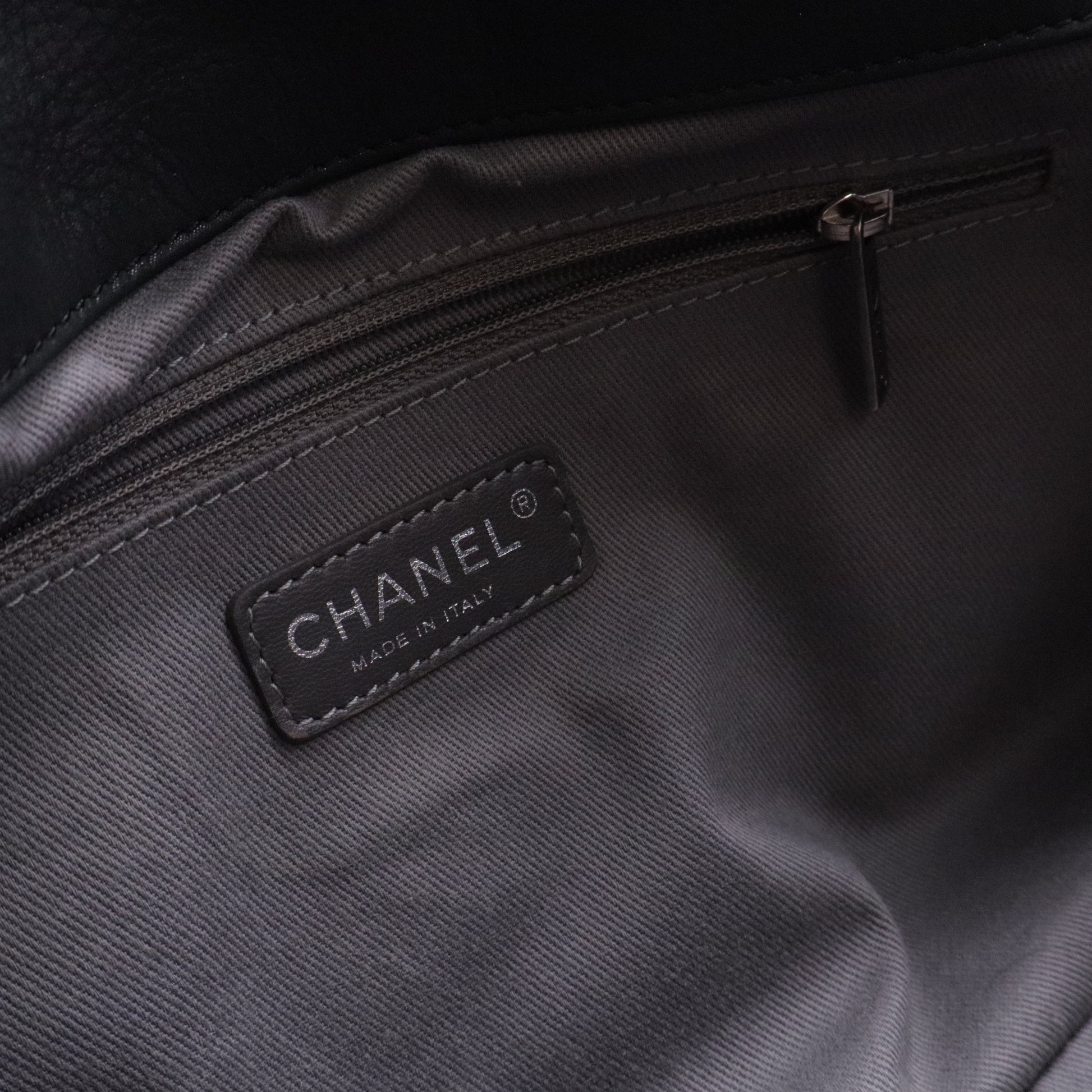 Black Glazed Leather Flap Bag