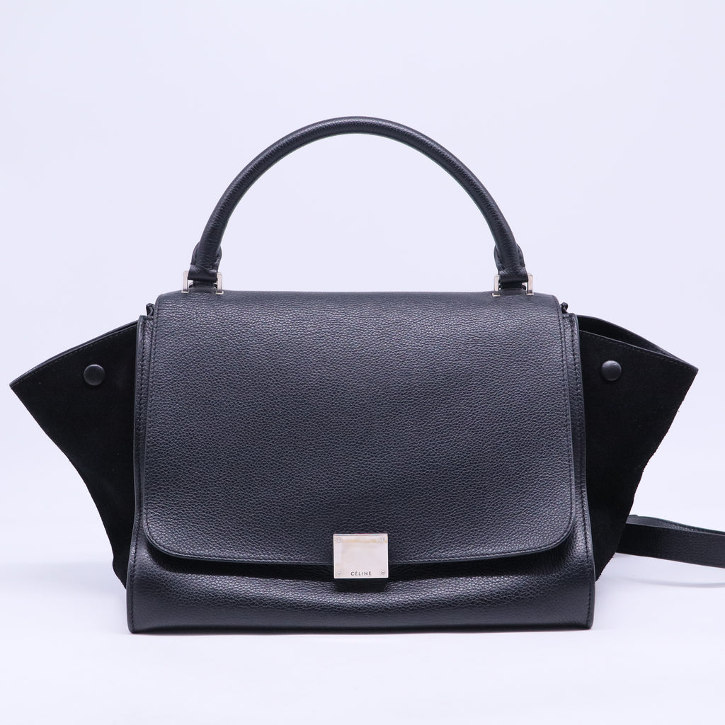 Black Leather and Suede Medium Trapeze Bag B20271