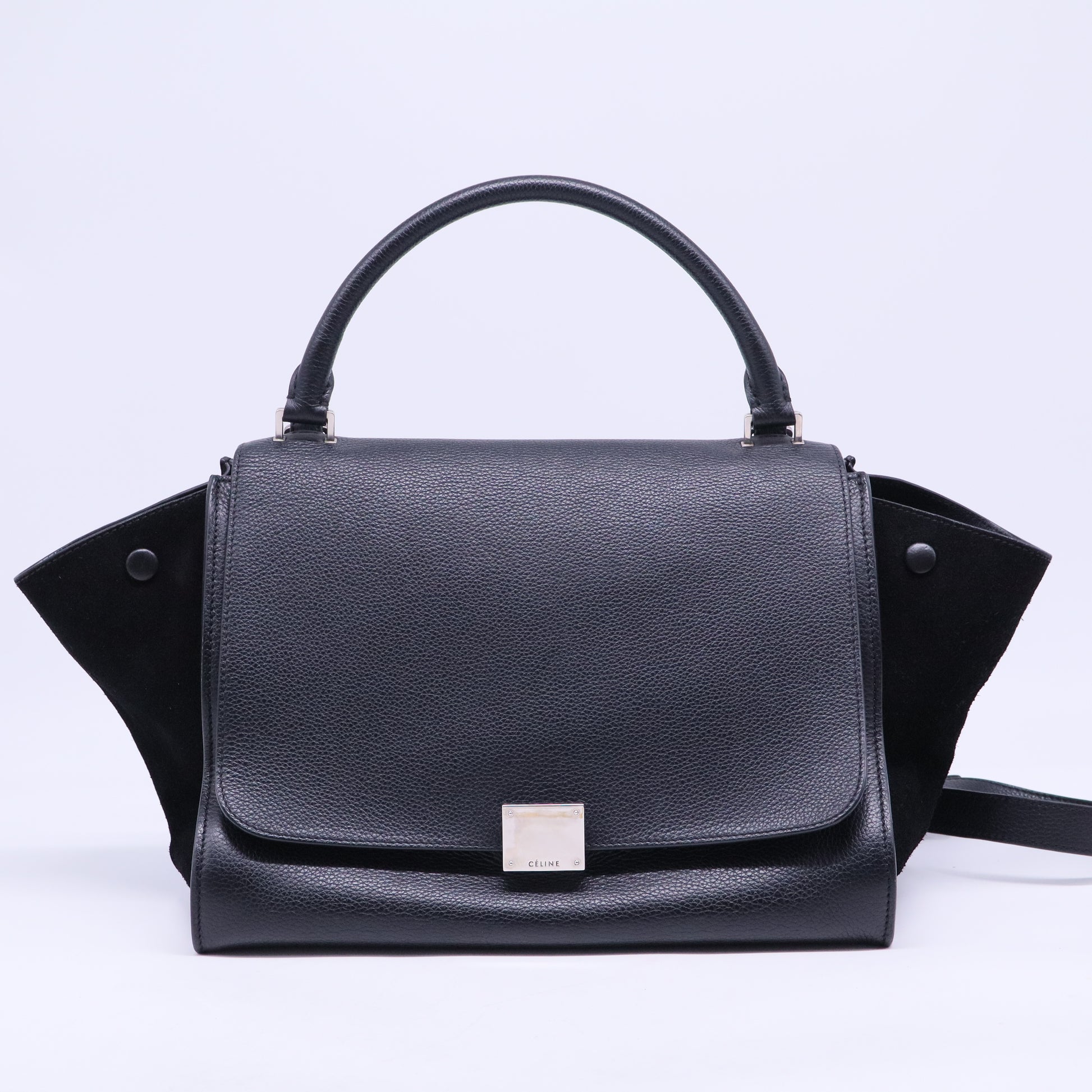 Black Leather and Suede Medium Trapeze Bag B20271