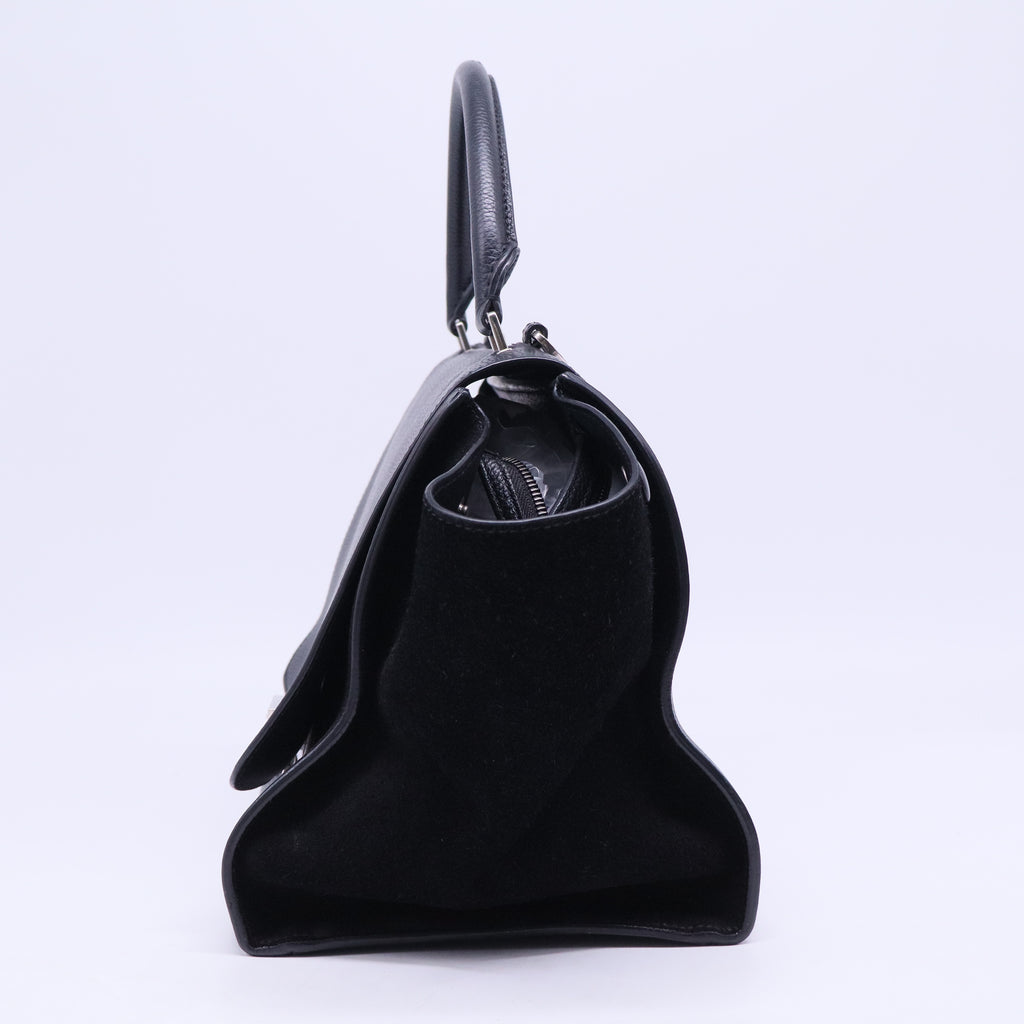 Black Leather and Suede Medium Trapeze Bag B20271