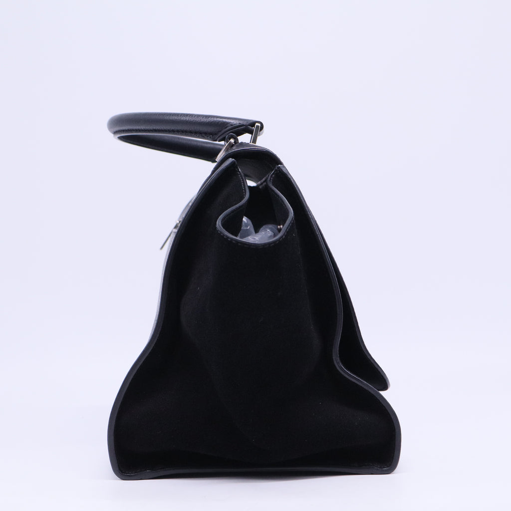 Black Leather and Suede Medium Trapeze Bag B20271
