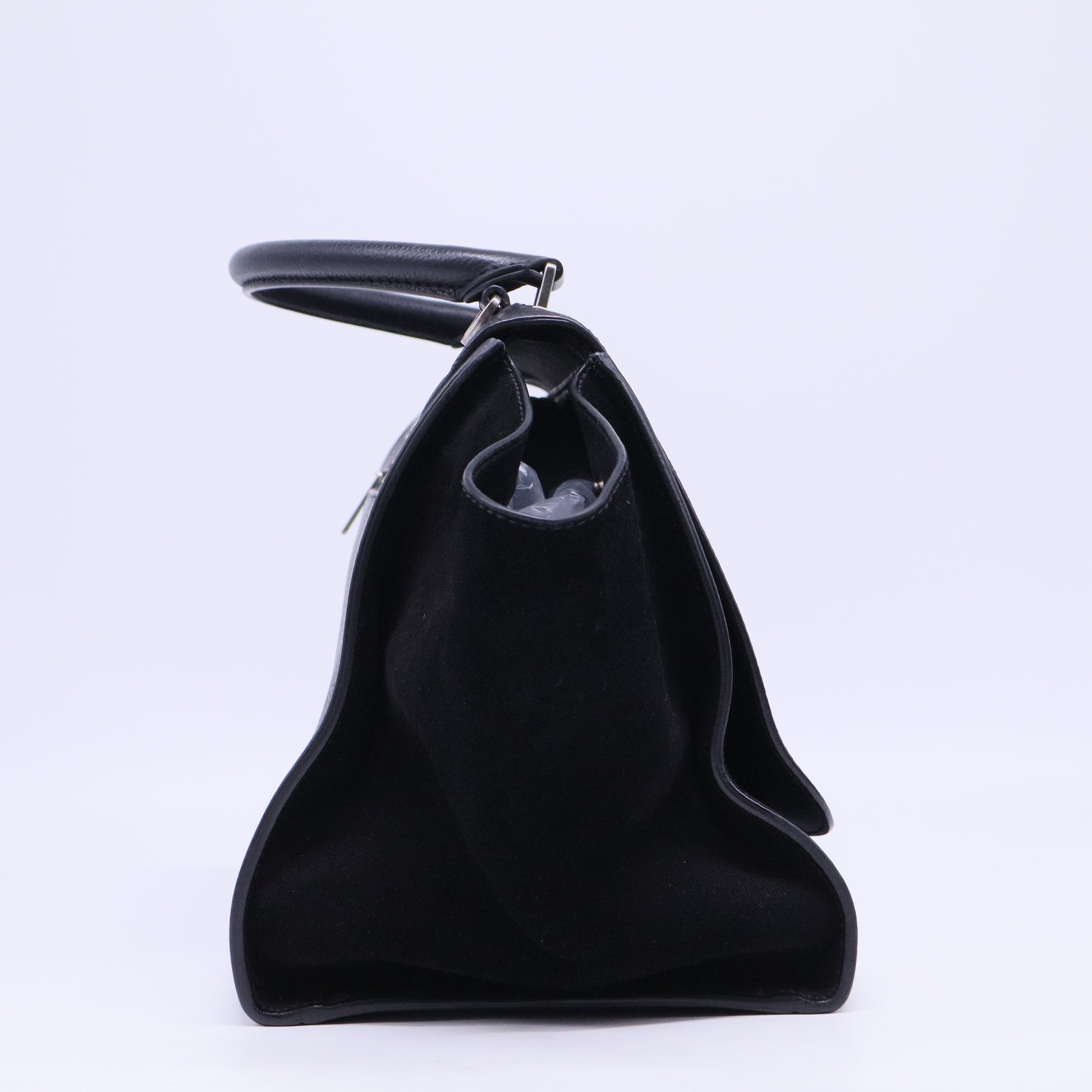 Black Leather and Suede Medium Trapeze Bag B20271