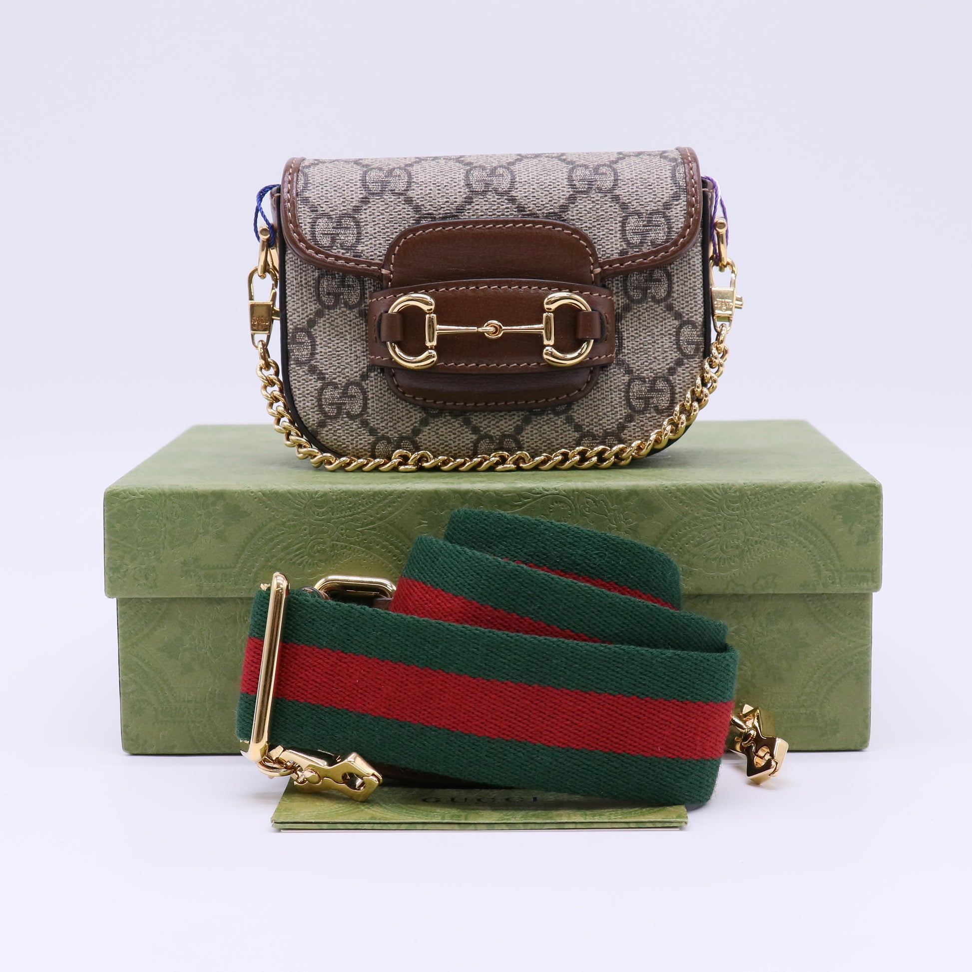 Gucci Beige/Ebony GG Coated Canvas Horsebit 1955 Mini Bag twins LDJ4675