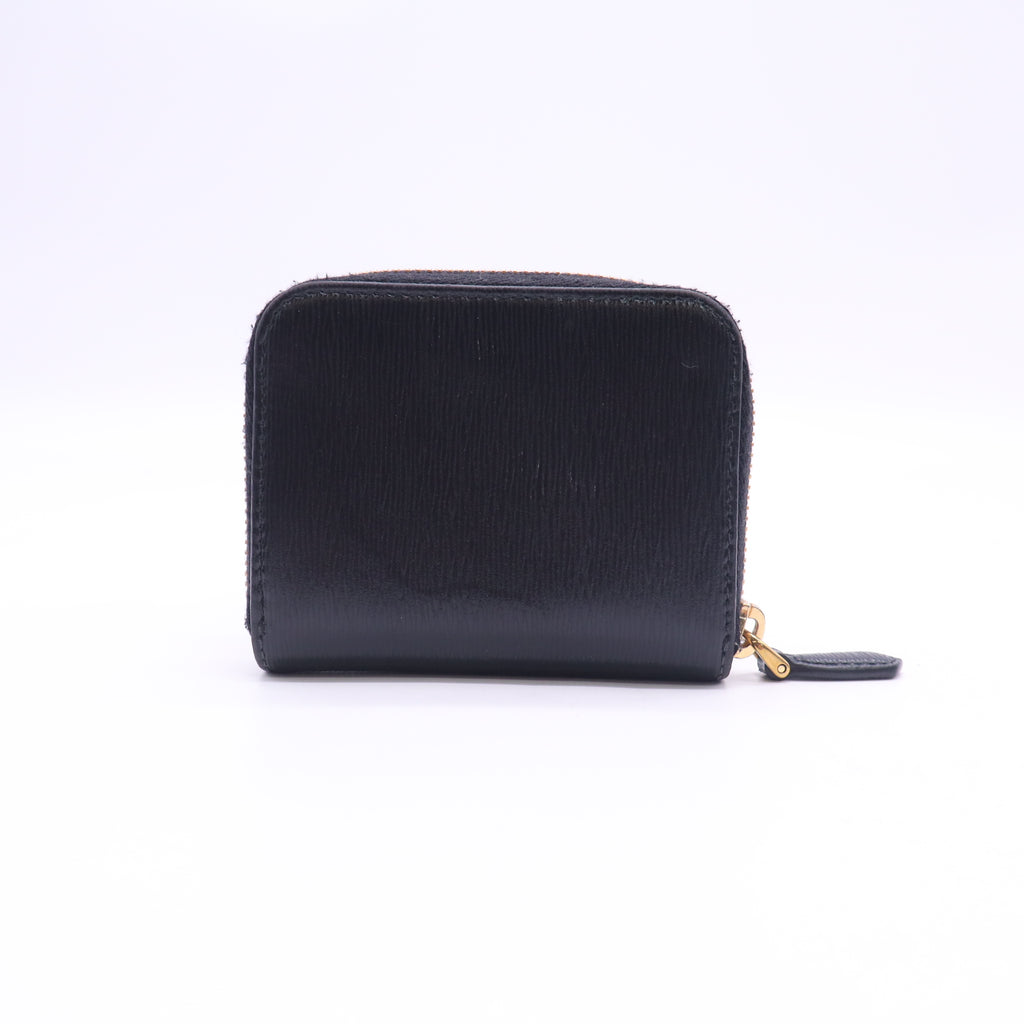 Prada Vitello Move Leather Compact Zip Around Wallet W23383