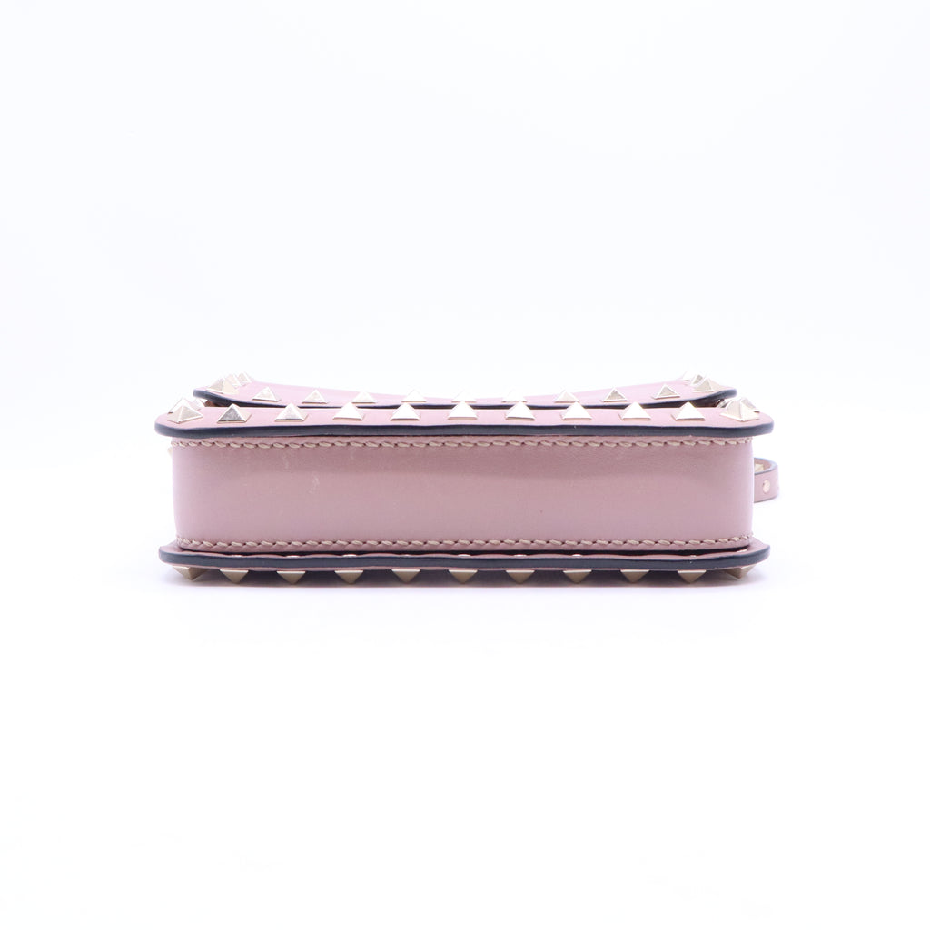 Beige Leather Rockstud Small Flap Crossbody Bag B21490