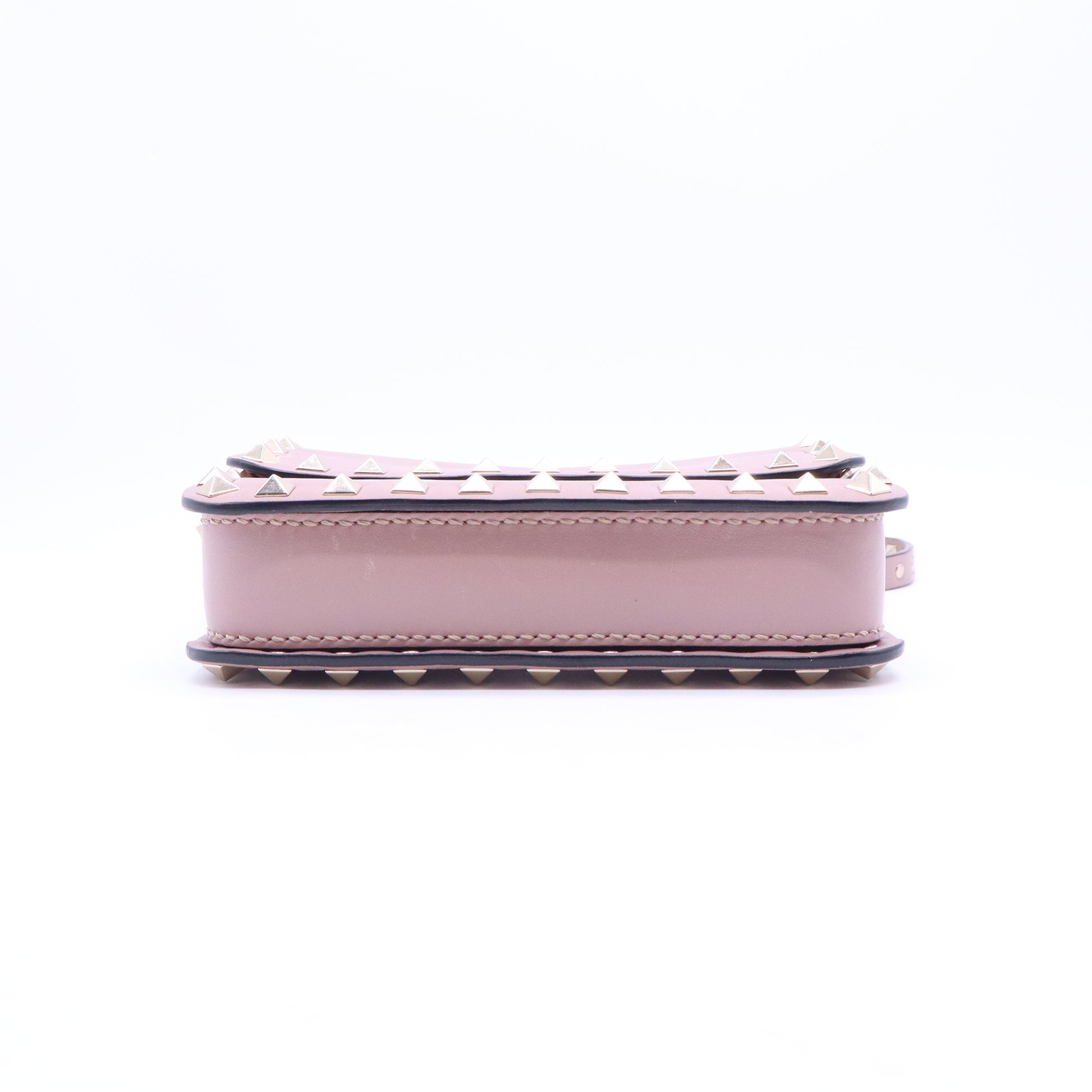 Beige Leather Rockstud Small Flap Crossbody Bag B21490