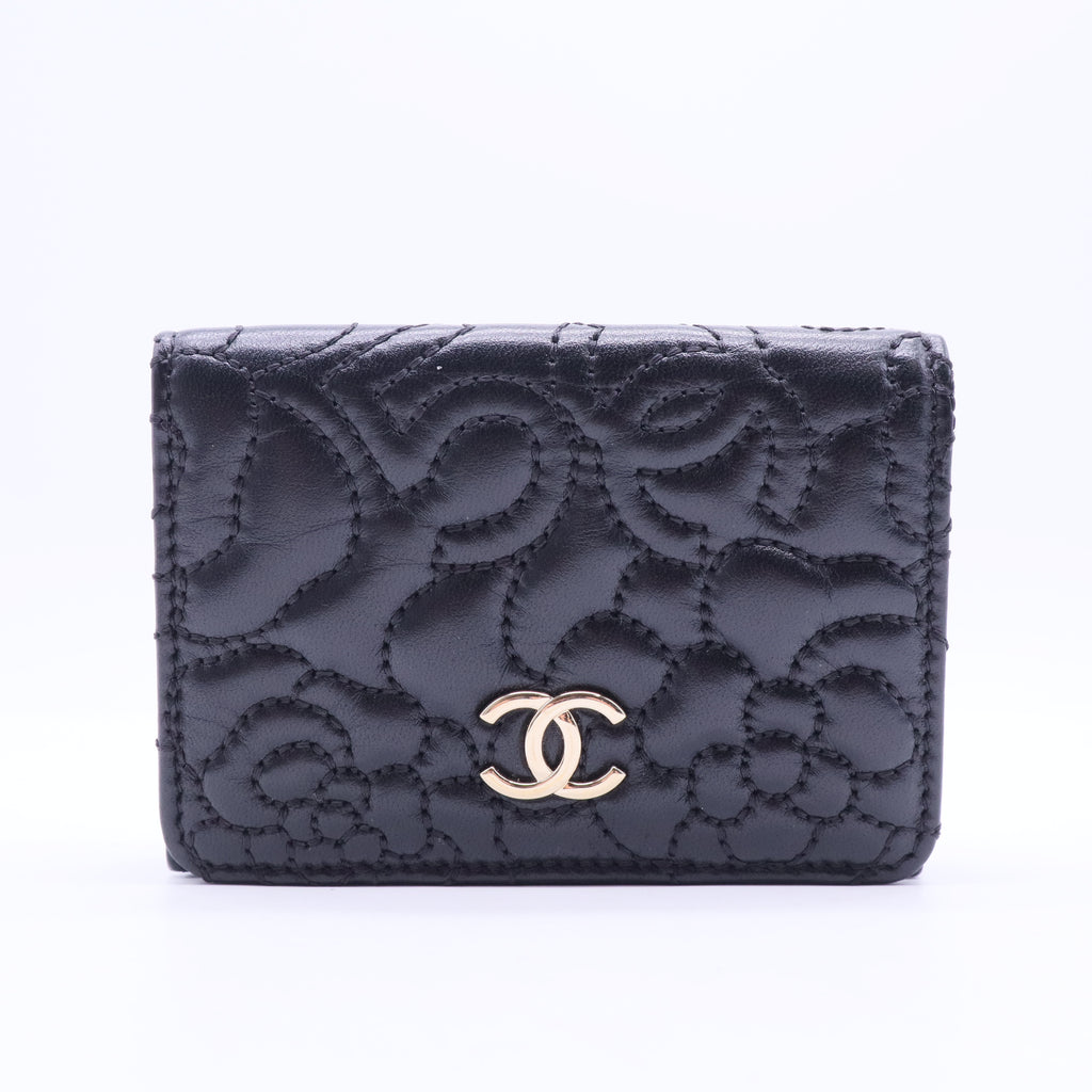 CC Trifold Flap Wallet Camellia Goatskin Small W20059