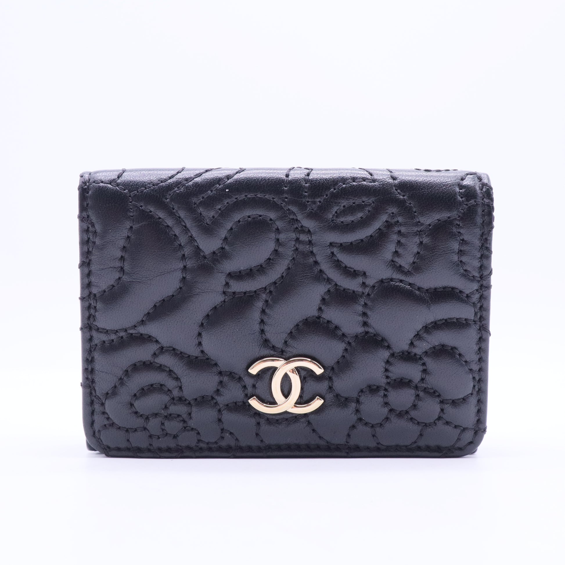 CC Trifold Flap Wallet Camellia Goatskin Small W20059