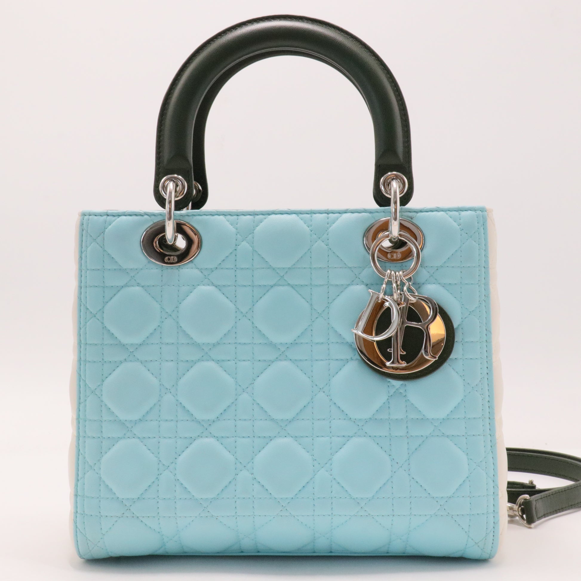 Lambskin Cannage Medium Tri-Color Lady Dior Blue Green