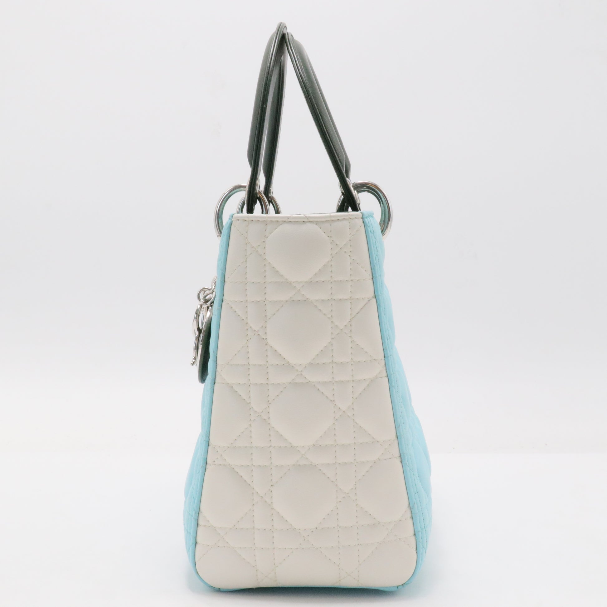 Lambskin Cannage Medium Tri-Color Lady Dior Blue Green