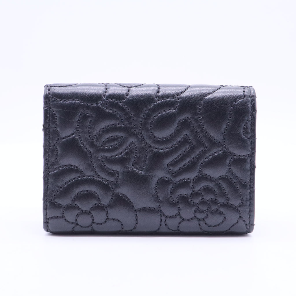 CC Trifold Flap Wallet Camellia Goatskin Small W20059