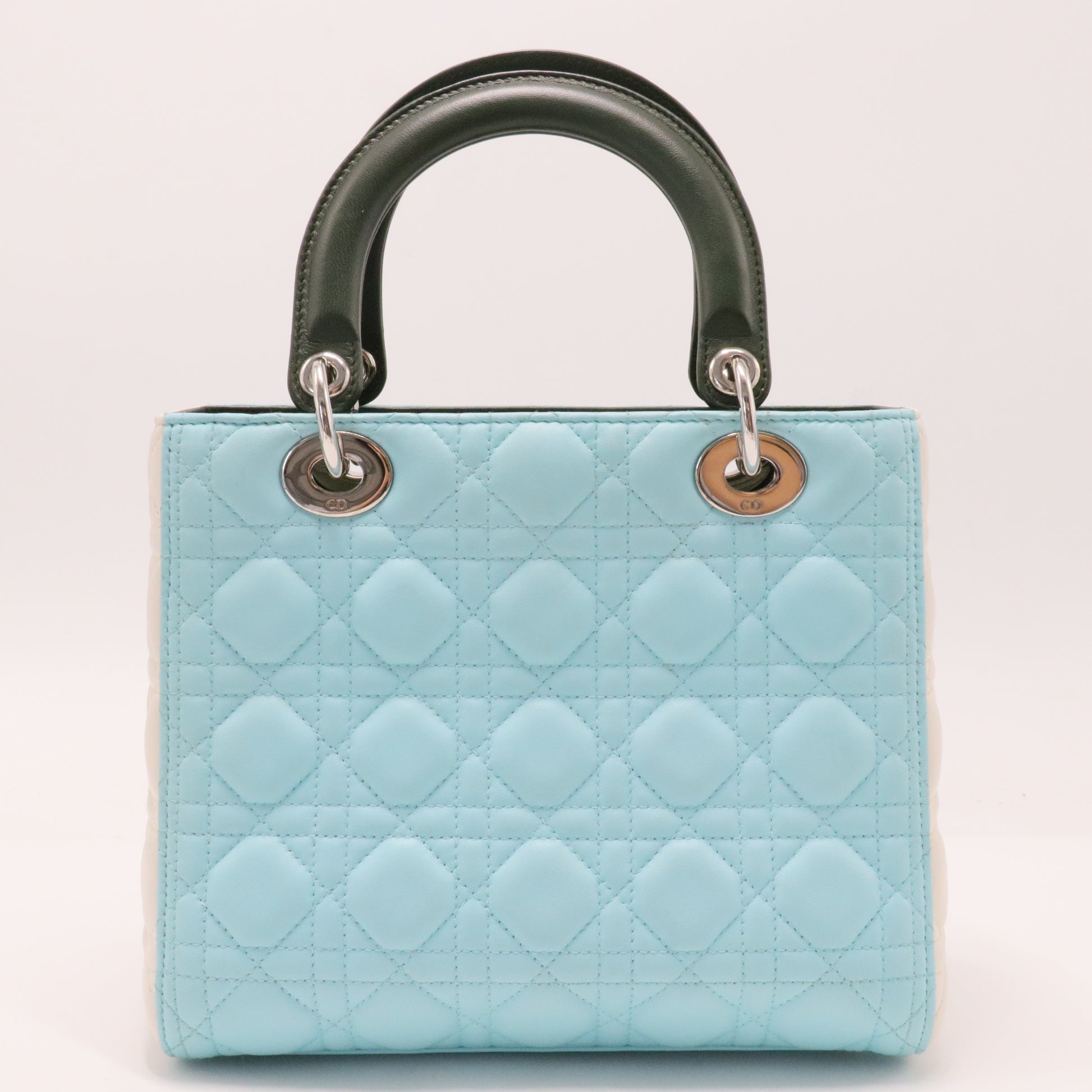 Lambskin Cannage Medium Tri-Color Lady Dior Blue Green