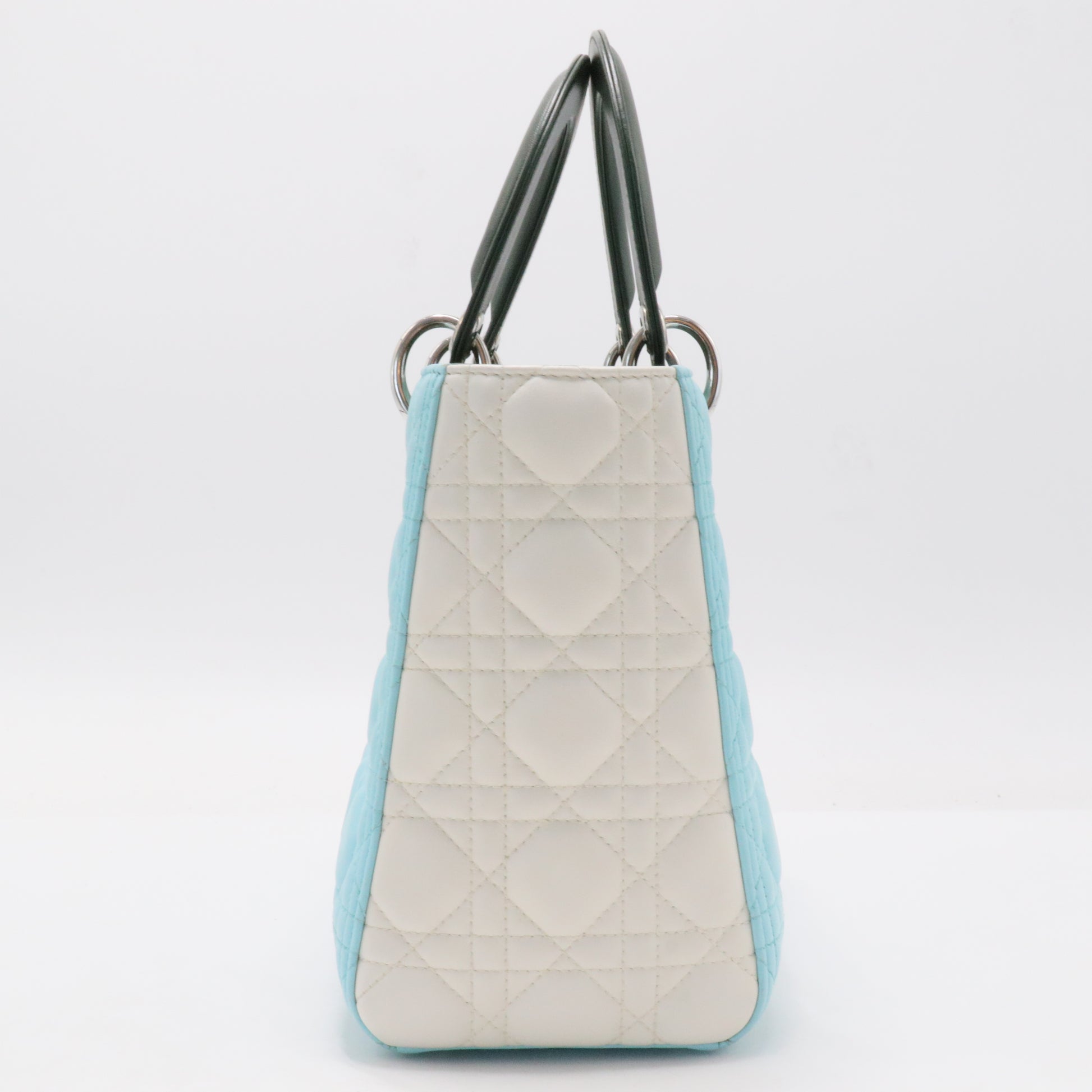Lambskin Cannage Medium Tri-Color Lady Dior Blue Green