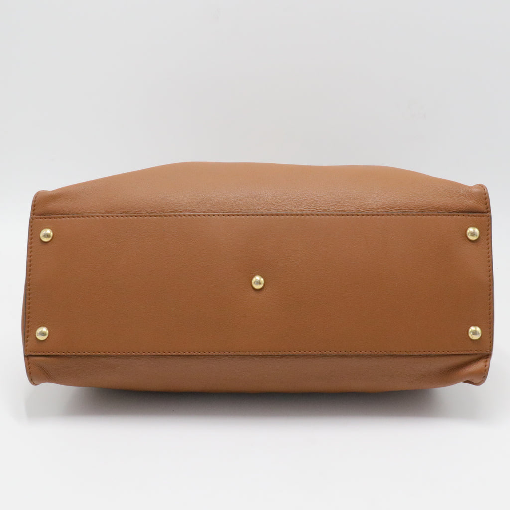 Fendi Tan Leather Large Peekaboo Top Handle Bag