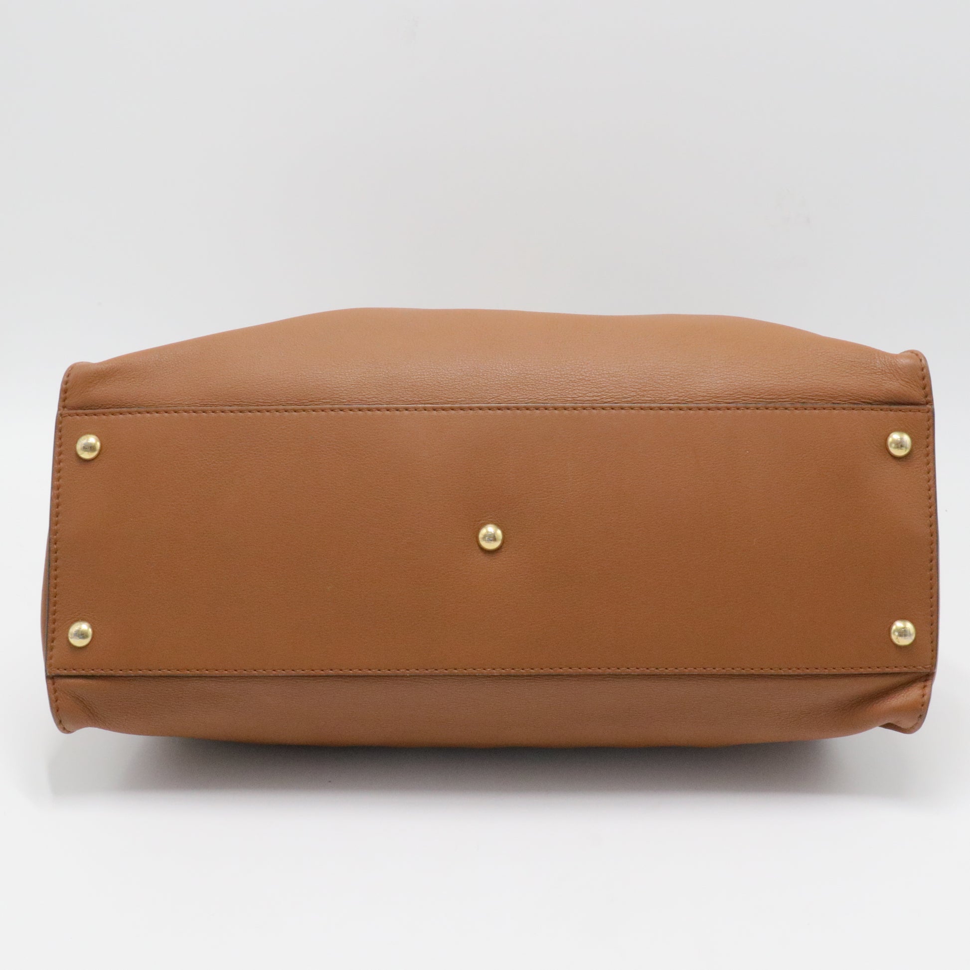 Fendi Tan Leather Large Peekaboo Top Handle Bag