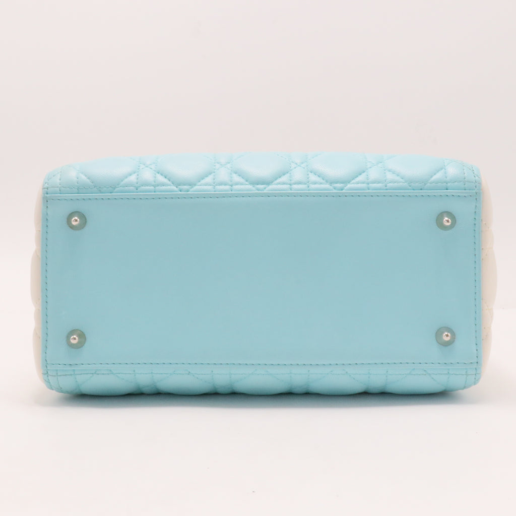 Lambskin Cannage Medium Tri-Color Lady Dior Blue Green