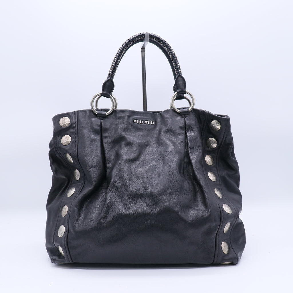 Leather Studded Handle Bag B20802