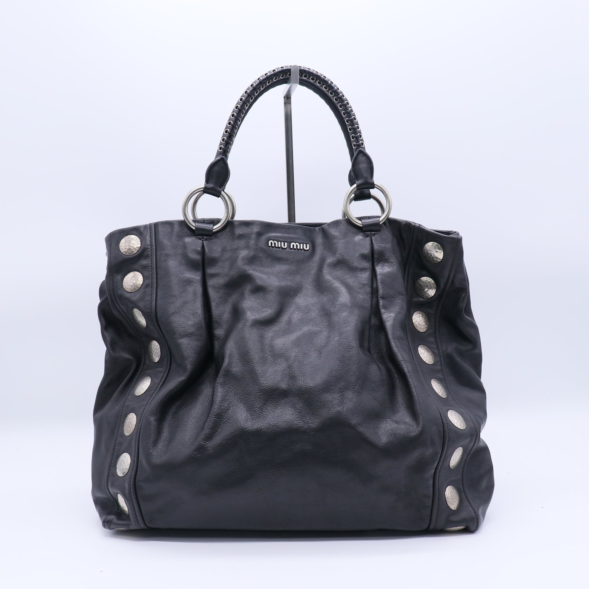 Leather Studded Handle Bag B20802