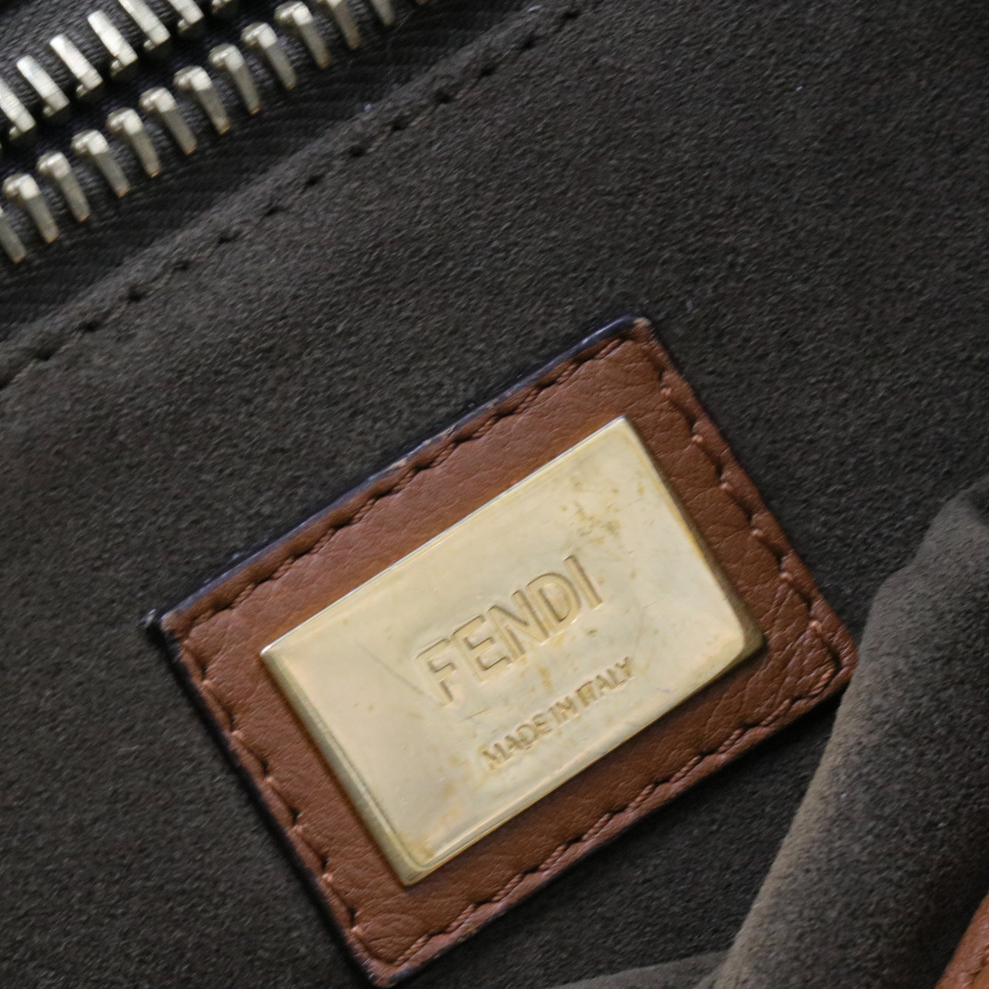 Fendi Tan Leather Large Peekaboo Top Handle Bag