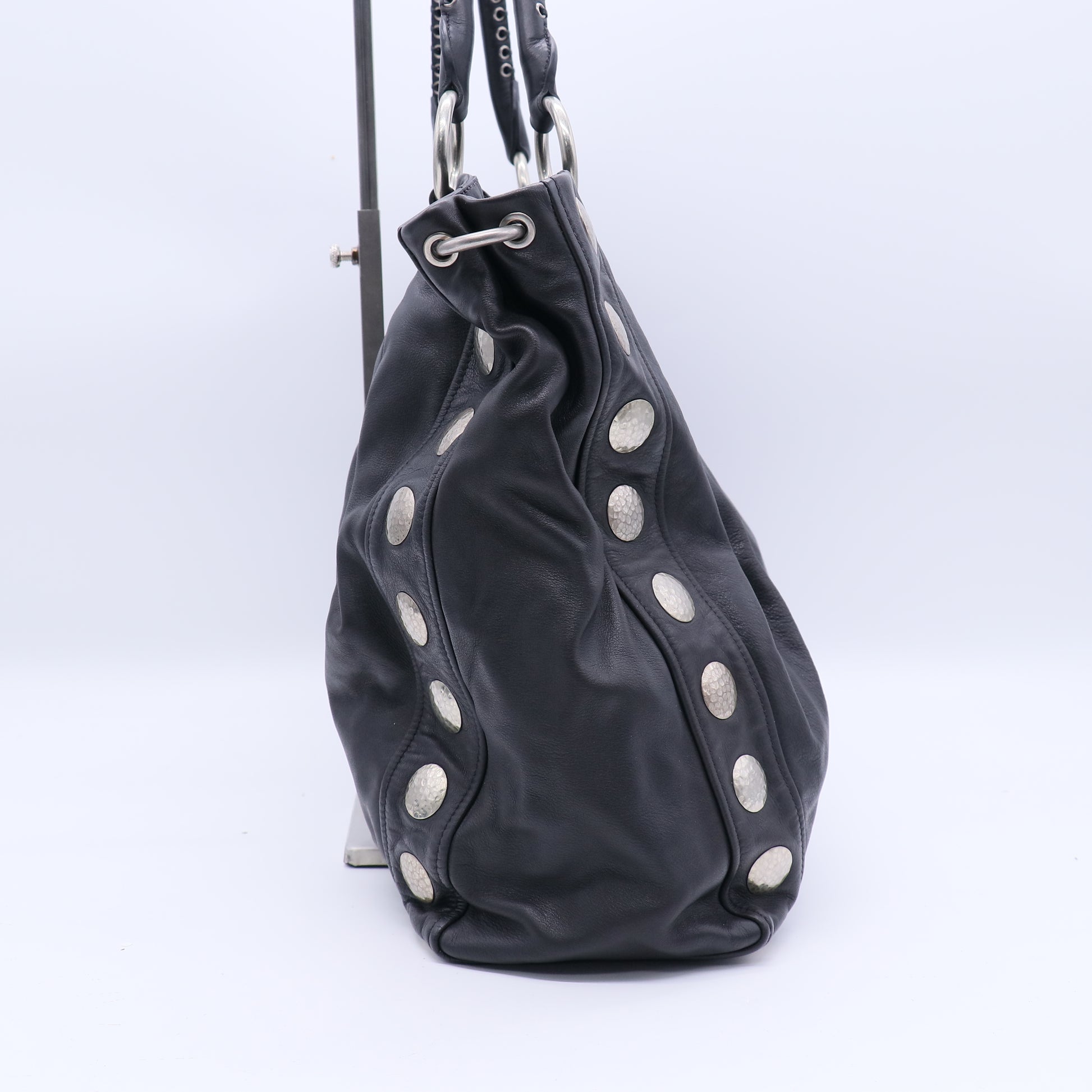 Leather Studded Handle Bag B20802