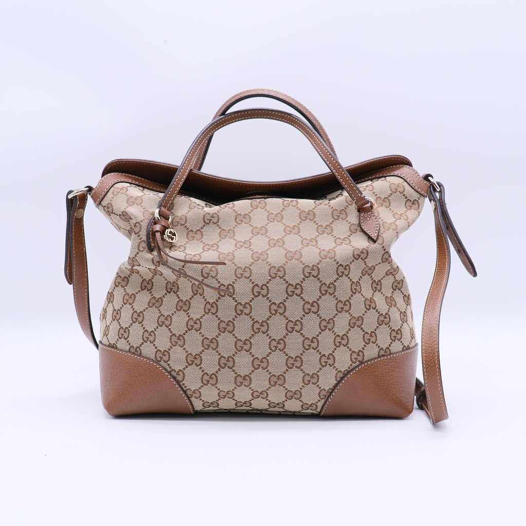 Bree Convertible Top Handle Bag GG Canvas with Leather Medium B21238