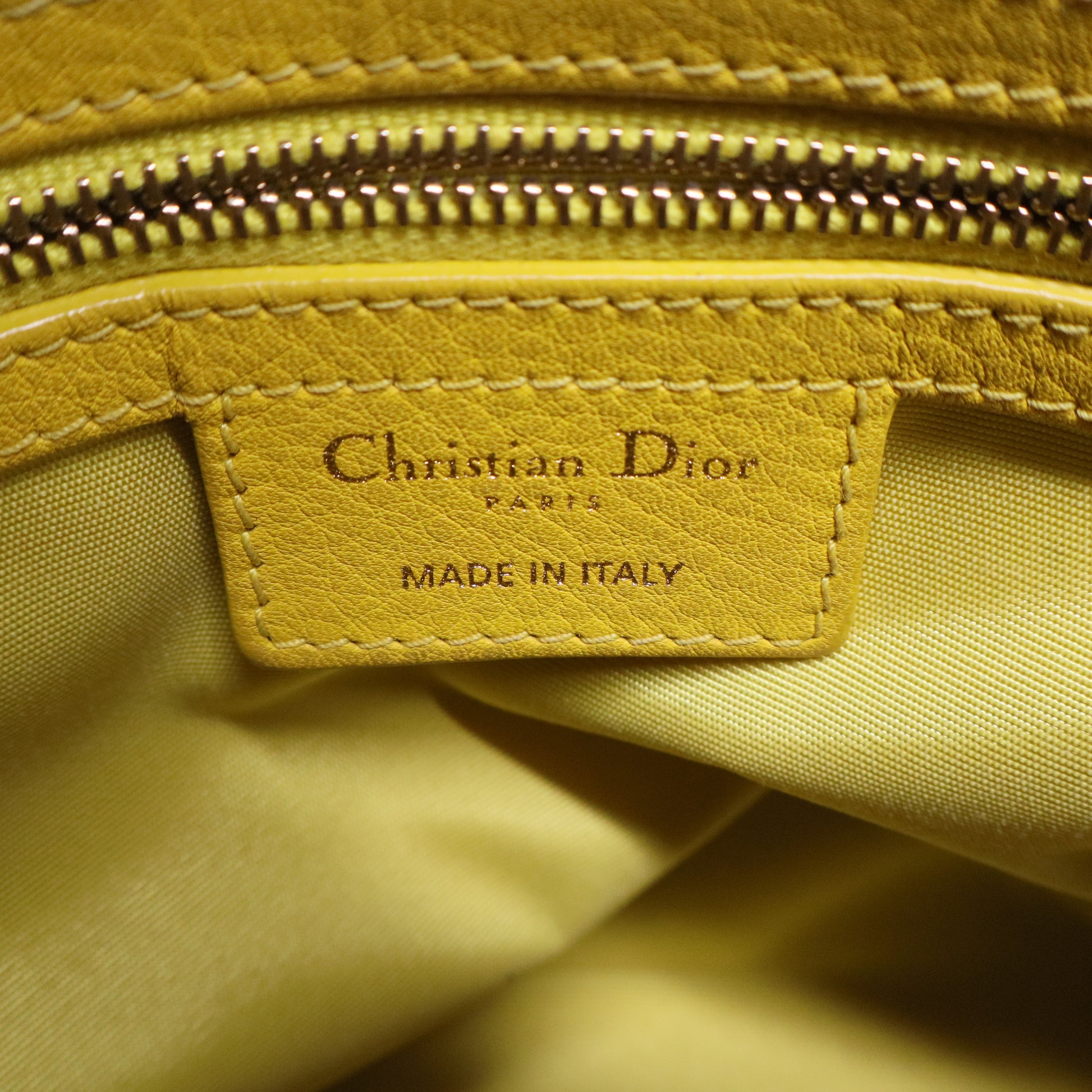 Granville leather handbag Dior Yellow in Leather B20382