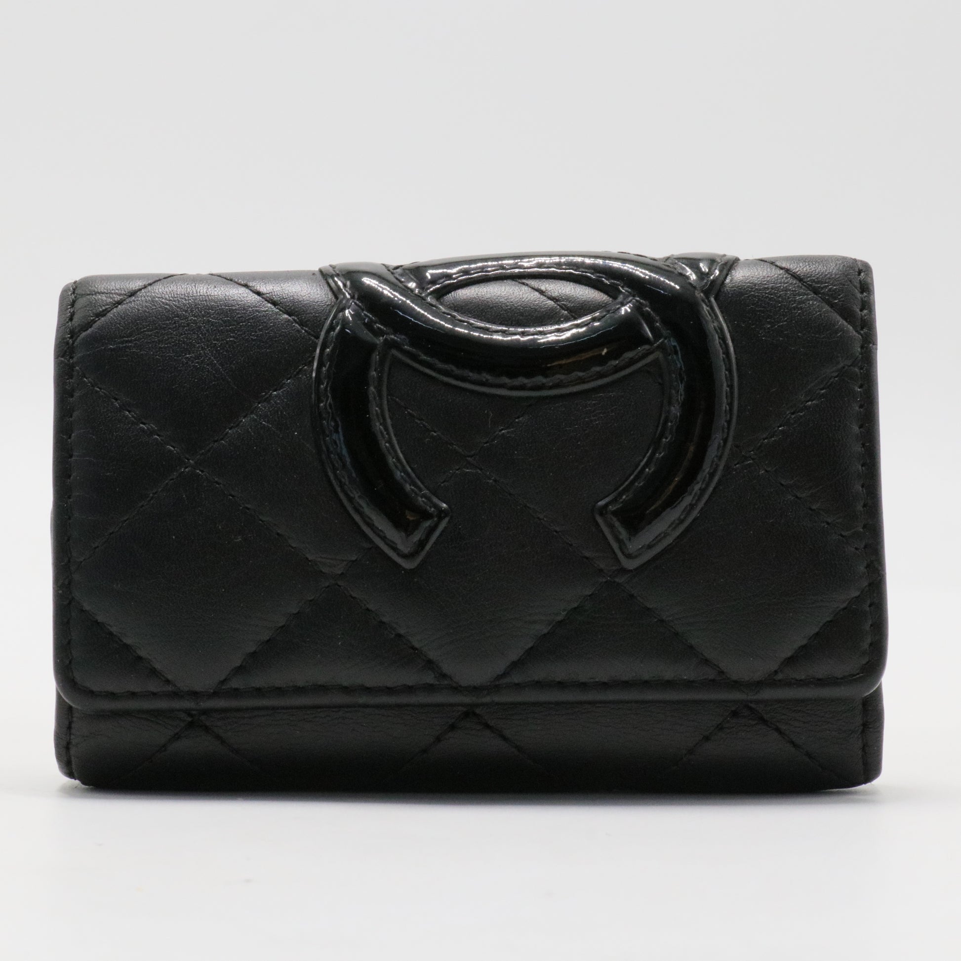 Calfskin Quilted Cambon 6 Key Holder Black