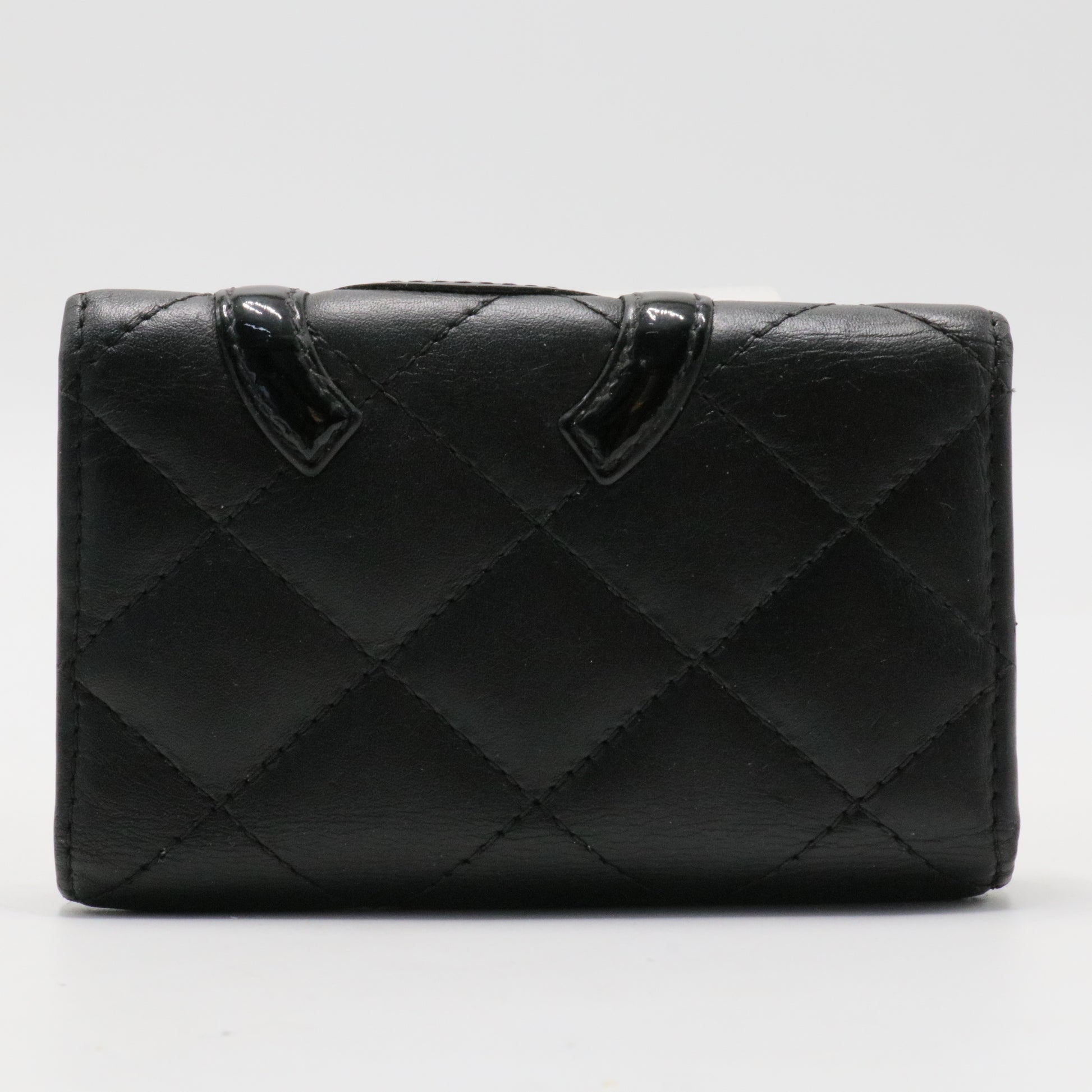 Calfskin Quilted Cambon 6 Key Holder Black