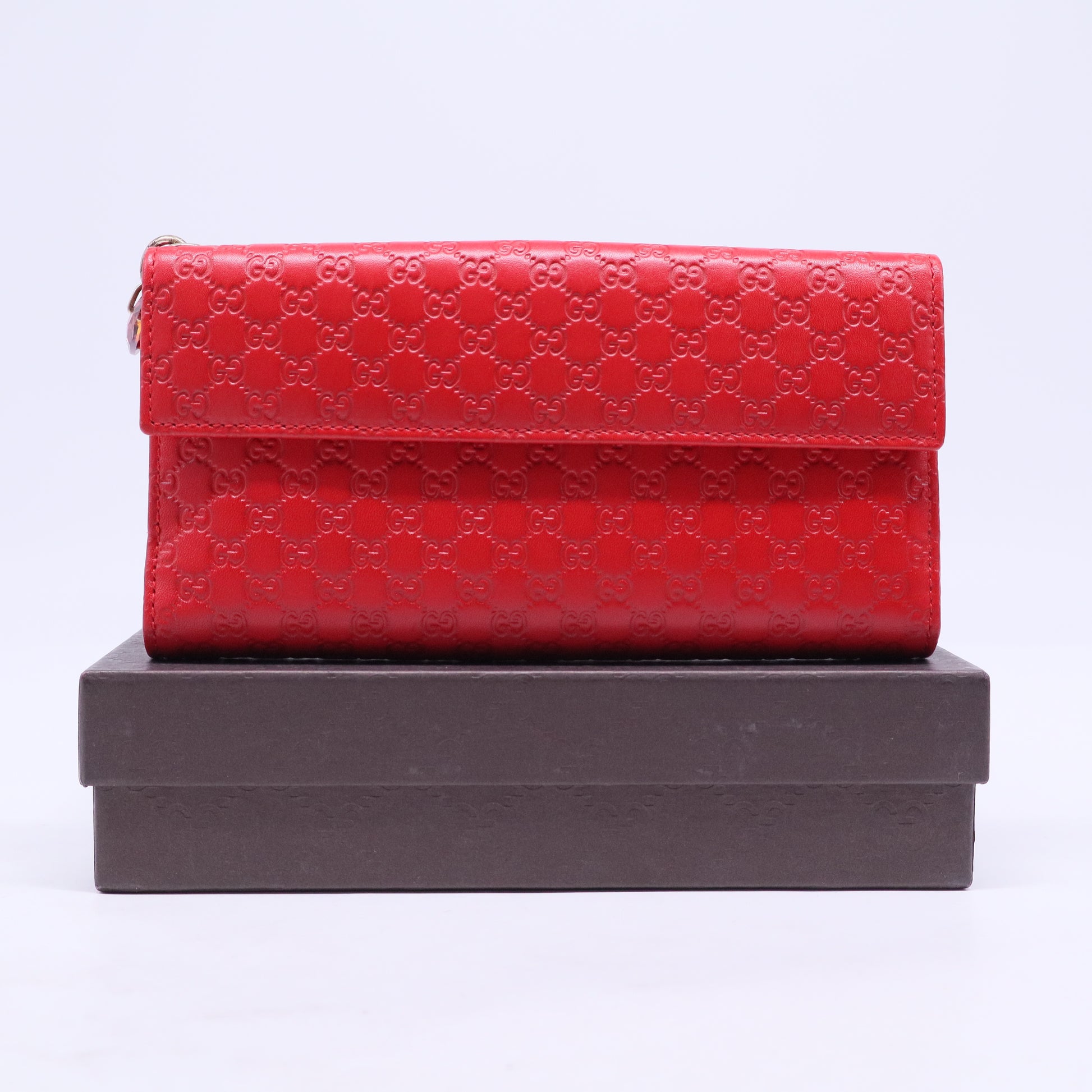 Red Guccissima Leather Flap Continental Wallet W20506