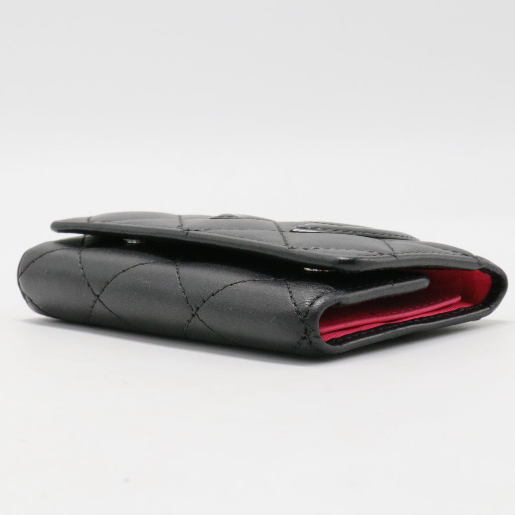 Calfskin Quilted Cambon 6 Key Holder Black