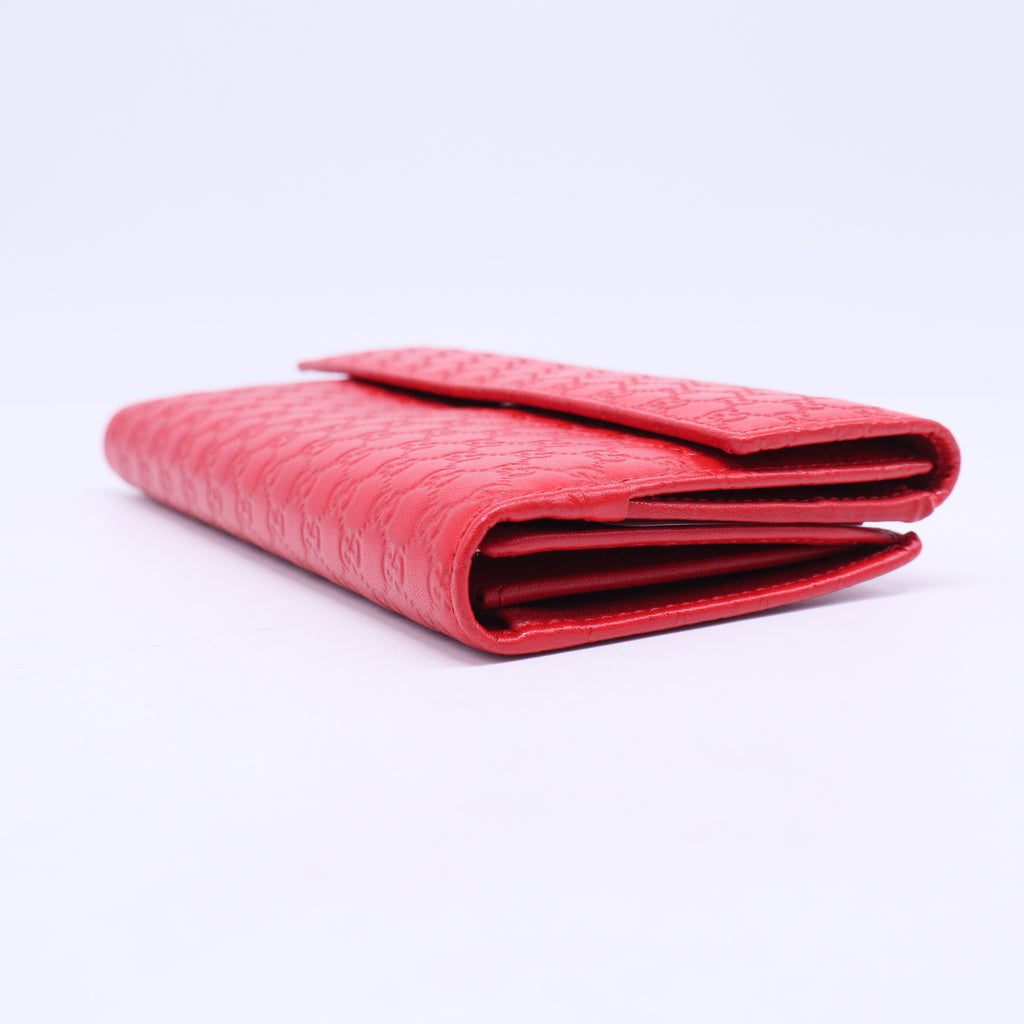 Red Guccissima Leather Flap Continental Wallet W20506