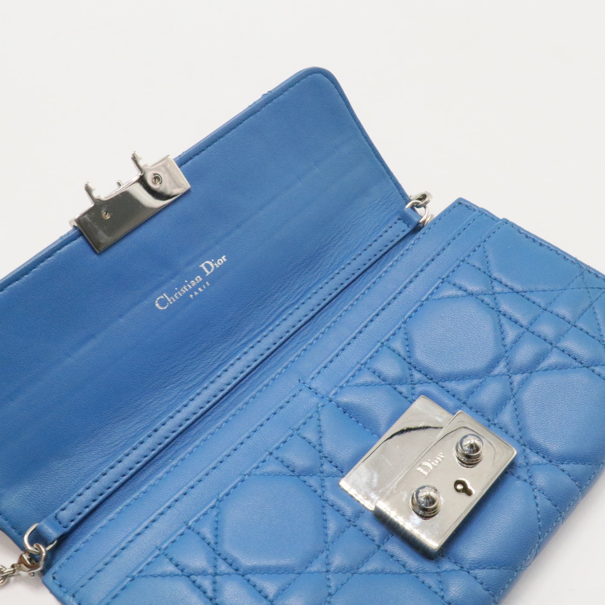 Dior Blue Cannage Leather Miss Dior Chain Clutch