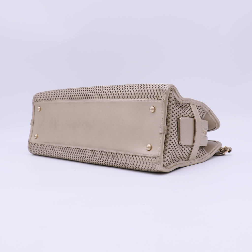 Chanel Metallic Calfskin Perforated Up In The Air Tote Light Gold twins LDJ4641