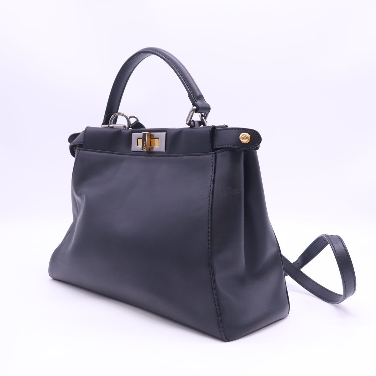 Fendi Black Smooth Leather Regular Peekaboo Twins B24249