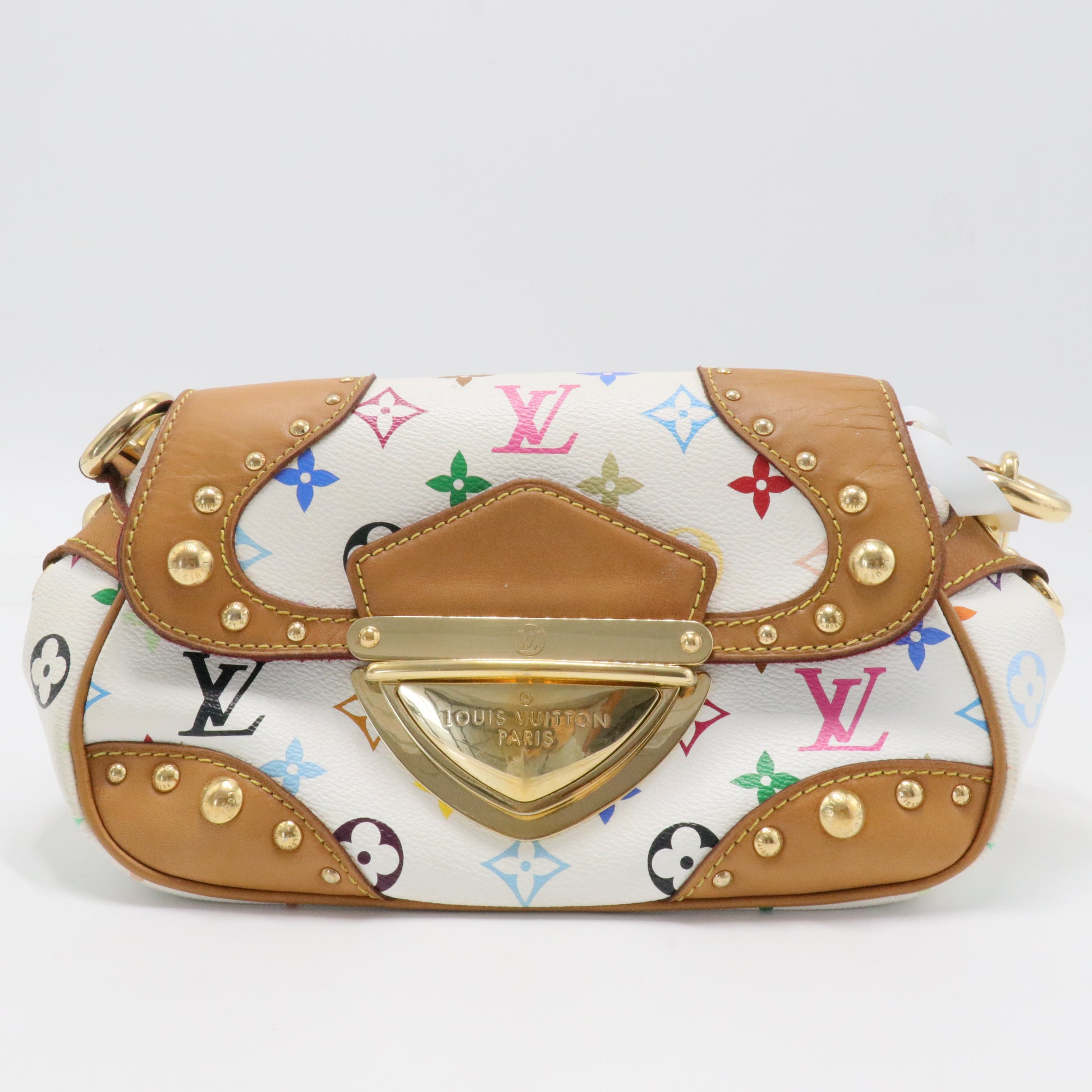 Marilyn White Multicolor Monogram Canvas Shoulder Bag