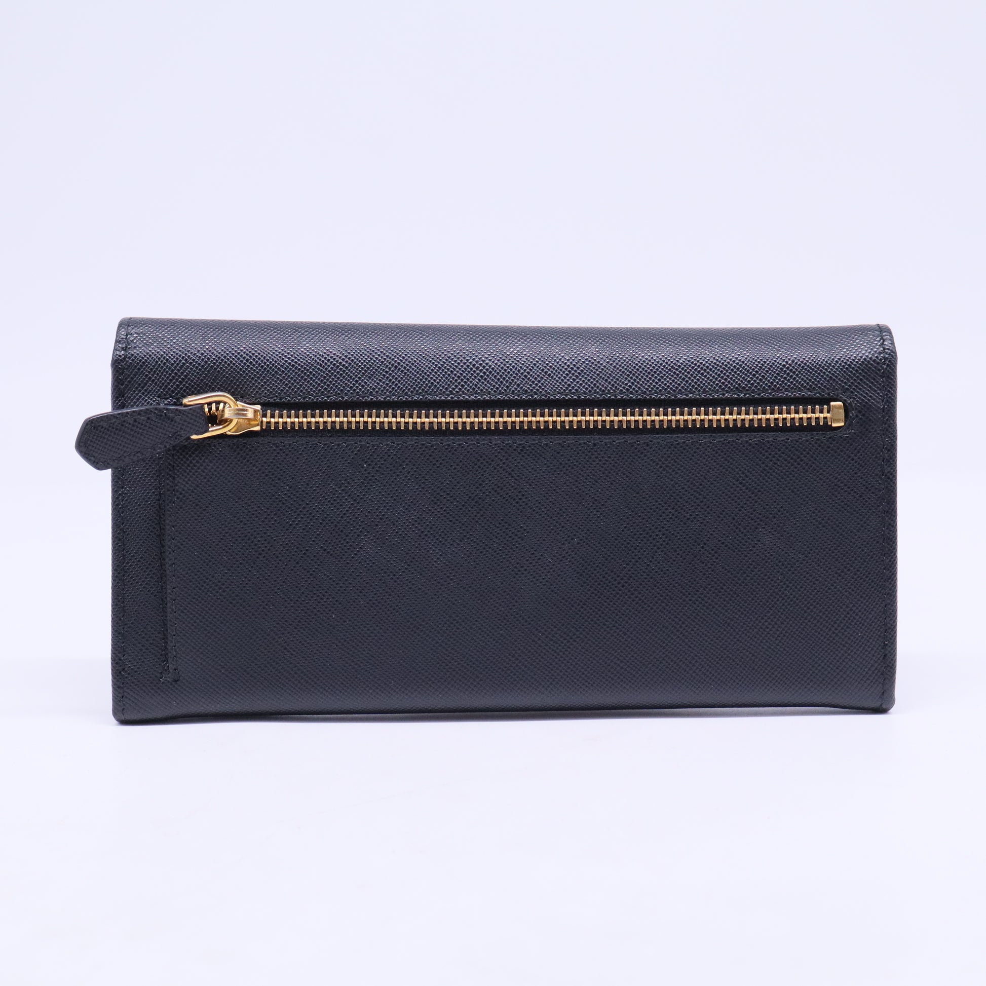Prada Black Saffiano Leather Push Lock Wallet W20509