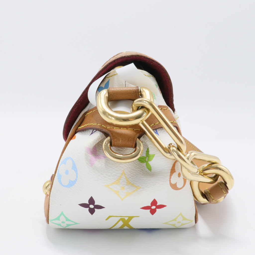 Marilyn White Multicolor Monogram Canvas Shoulder Bag