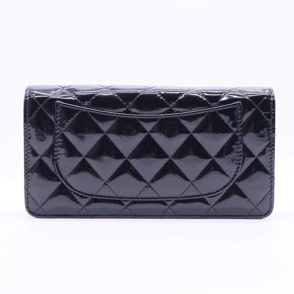Black Quilted Patent Leather Flap Long Wallet W20044