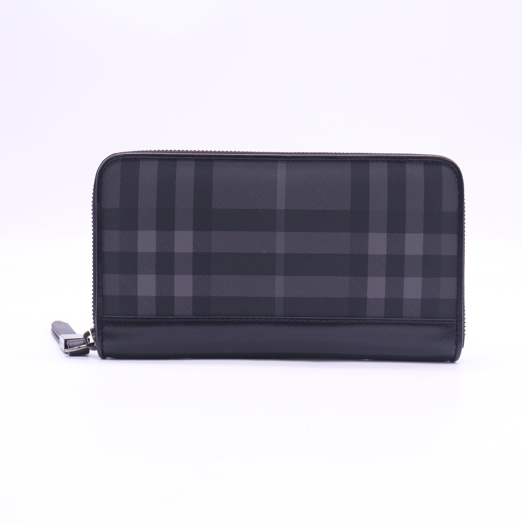 Burberry Charcoal London Check Zip Around Wallet W23387