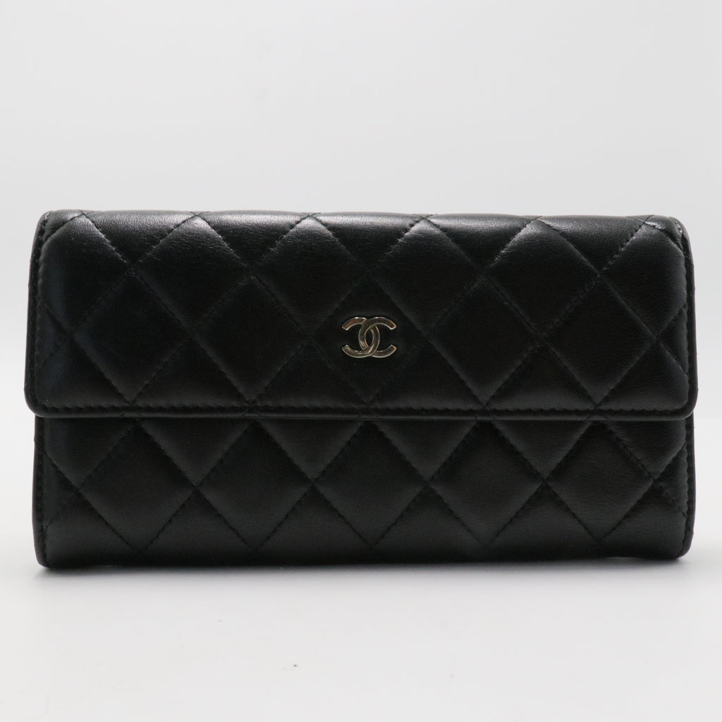 Lambskin Quilted Large Gusset Flap Wallet